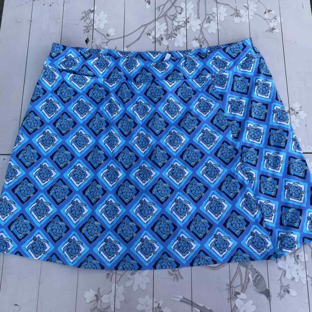 Lulu-B Vibrant Blue and White Mini Skirt
